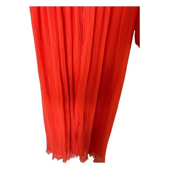 Vintage Joan Leslie By Kasper Pleated Coral Evening Gown Long Sleeve 70s Sz 2 - Picture 6 of 14
